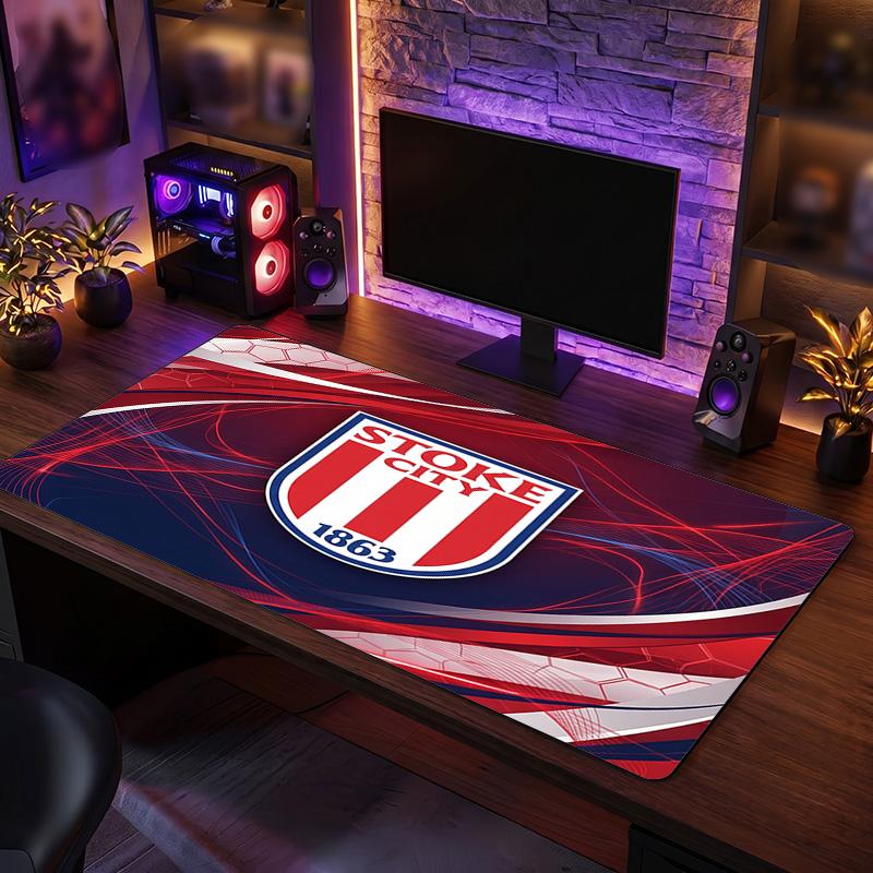 Stoke City Football Print Large Mouse Pad, Anti-Slip Extended Gaming Desk Mat for Office Home