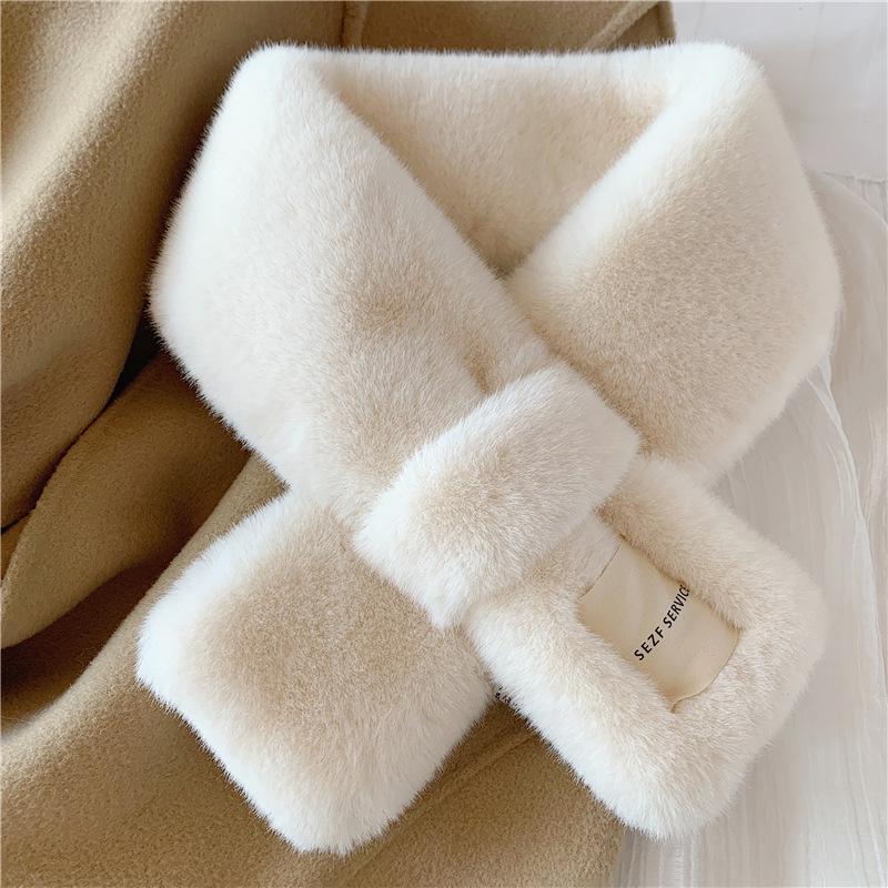 Korean-Style Faux Rabbit Fur Thick Winter Scarf - Super Warm & Stylish Neck Warmer