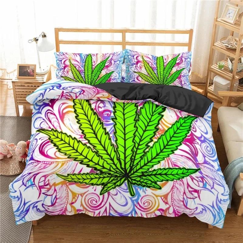 

Big Leaf Bedroom Bedding Set Winter Duvet Cover Sets KidsTwin Full Queen King Bedroom Set Home Textile Housse De Couette EU Single(135*200cm)3pcs