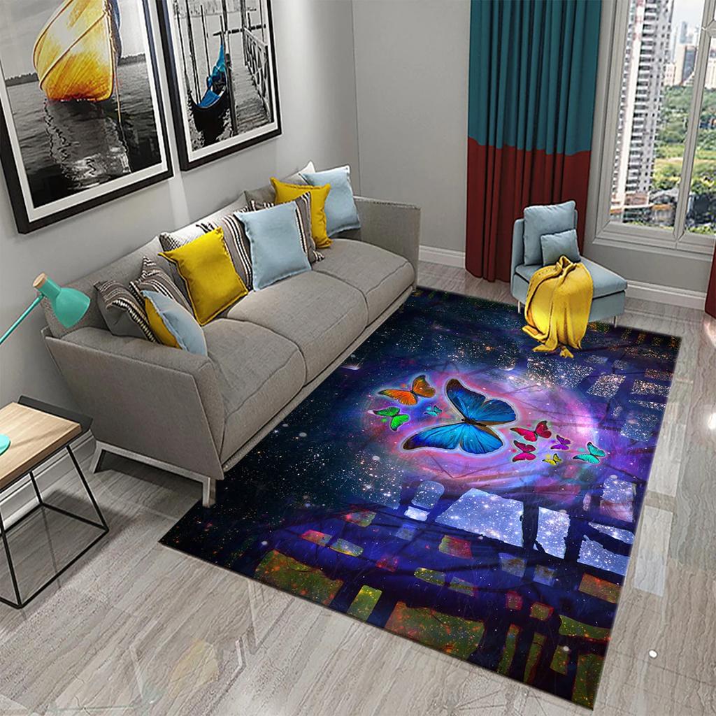 3D Colorful Oil Painting Butterfly Carpet Entrance Door Carpet Bedroom Decor Living Room Floor Mats Bathroom Non-slip Area Rugs