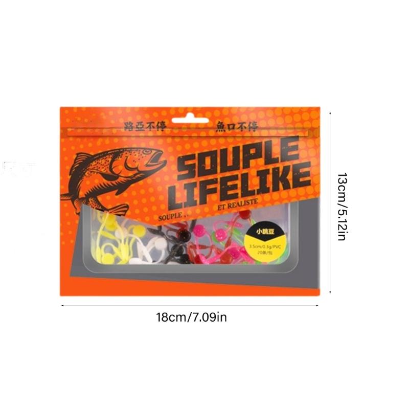 20pack Elastics Fishing Lures Durability Soft Wriggling Baits Ideal For Streams Pond And Competitions