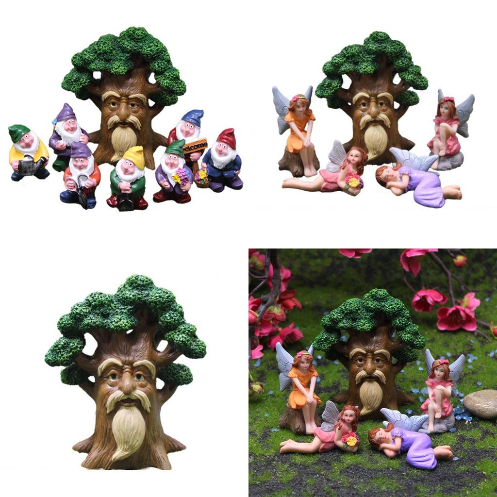 Miniature Dwarf Micro Landscape Resin Ornament With Fairy And Tree Design For Celebration