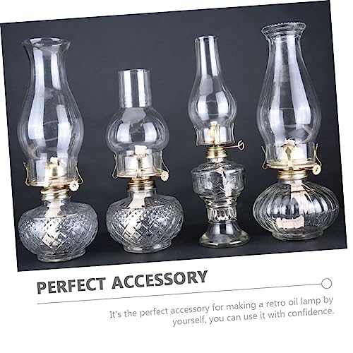 NUOBESTY Kerosene Lamp Burner Replacement Set of 3 with Wick, Retro Oil Lamp Parts, Antique Lantern Wick Burner, Metal Adjuster, Repair Parts, Interio