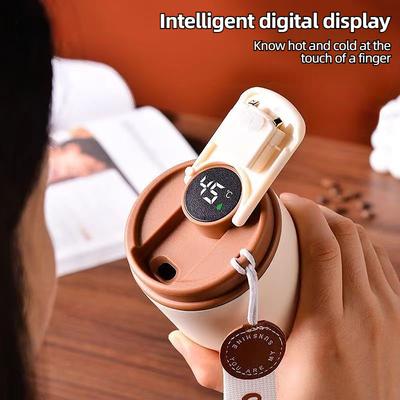 450ML Akıllı Seyahat Kahve Kupası Ekran Led Sıcaklık Termos Kupa Paslanmaz Çelik Yalıtımlı Termos Şişe Taşınabilir Vakumlu Matara