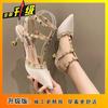 2025 popular high heels women's versatile willow nails single shoes pointed head thick heel bag head sandals thin heel small single shoes women