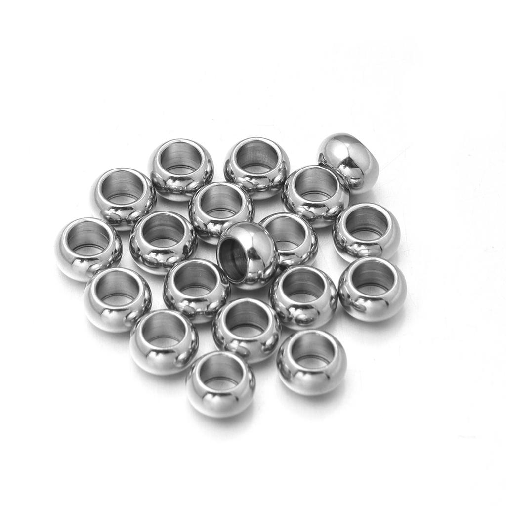 20pcs Stainless Steel Spacer Beads High Quality Big Hole Loose Beads For DIY Bracelet Necklace Jewelry Accessory 6/7/8/9/10/12mm