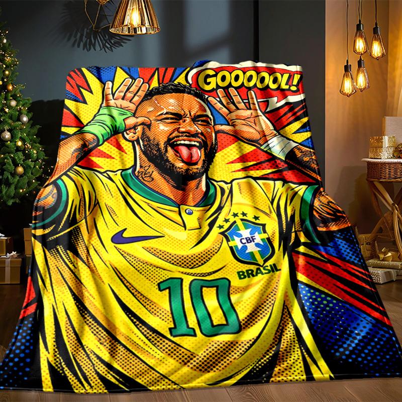 Coperta per Celebrazioni Neymar Coperta in Flanella da Esterno per Campeggio, Escursionismo, Feste in Giardino, Essenziale per Picnic, regalo per famiglia e amici
