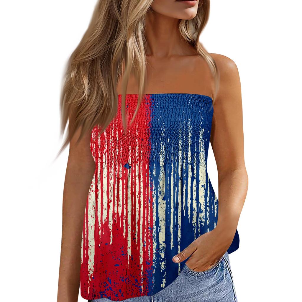 Summer Tube Tops For Women,Cute Sexy Off Shoulder Print Sleeveless T-Shirt