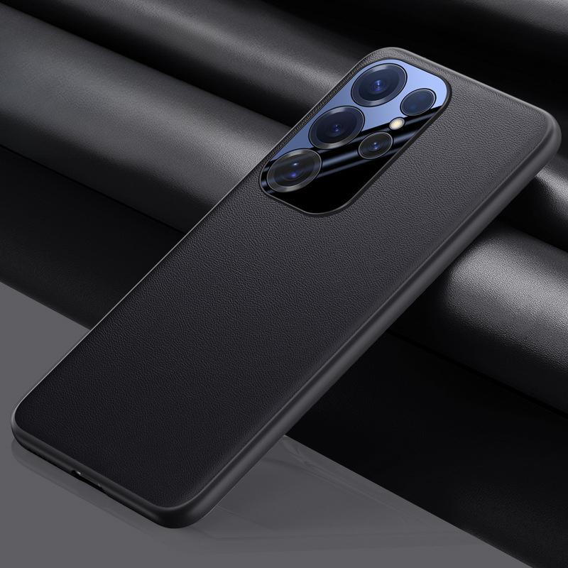Suitable for Samsung S25ultra Mobile Phone Case Full-inclusive Lens Samsung Business Men S25plus High-end Plain Leather Case