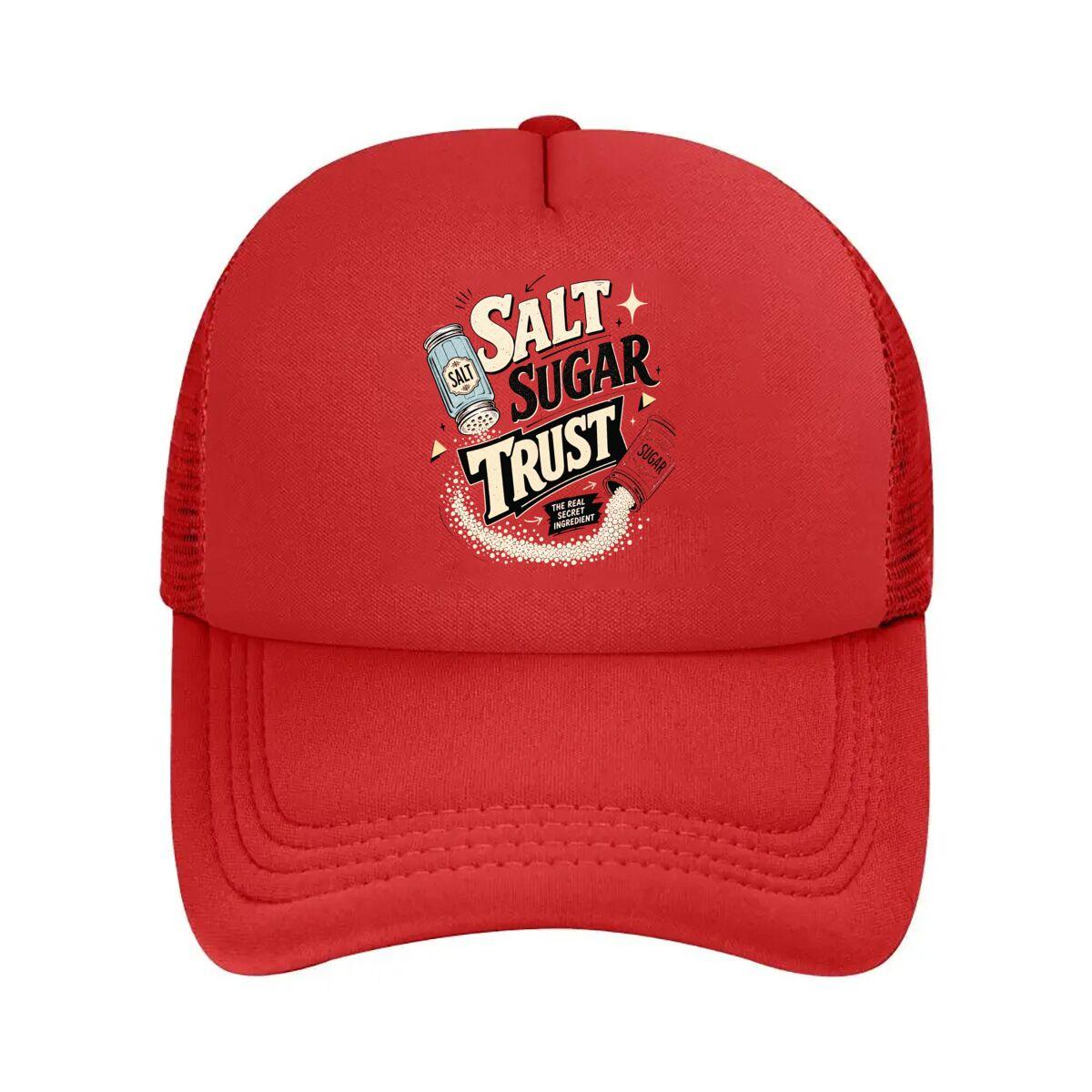 Salt Sugar Trust Minimal Typography Mesh Baseball Cap Hip Hop Adjustable