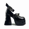 Gothic Style Girls Lolita Super High Heels Platform Shoes ,Young Women Students Punk Skull Rabbit Ankle Strap Mary Janes