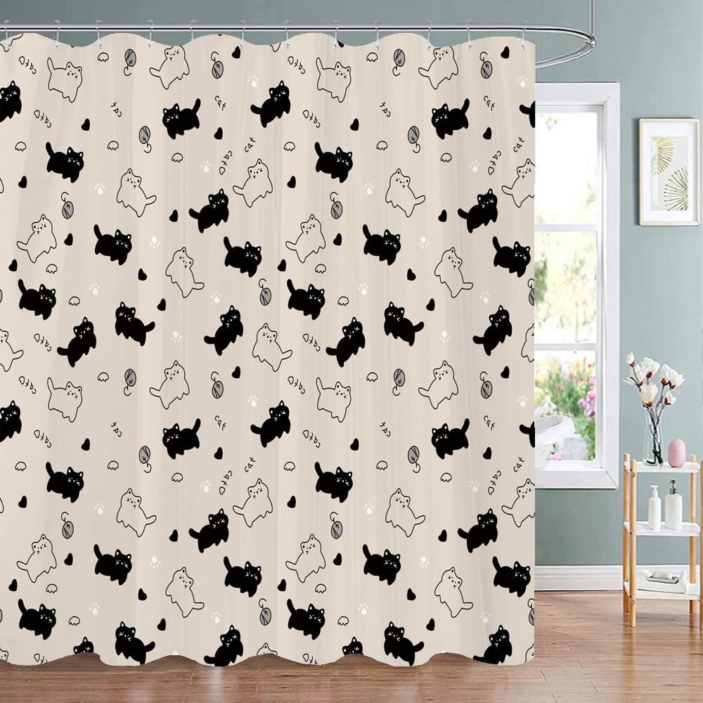 Cartoon Animal Alphabet Shower Curtain Kids ABC Educational Learning Tools Baby Girls Boys Colourful Bath Curtain Bathroom Decor