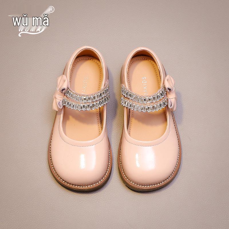 

Wuma Girls Leather Velcro Princess Shoes - 2025 Spring/Autumn New Style with Soft Sole Size 30, insole 19.4cm рожевий