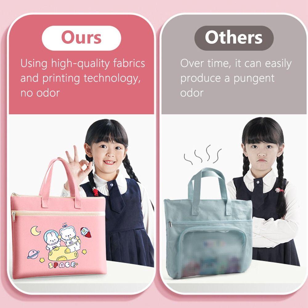 Doppellagige Tragetasche für die Schule, Canvas-Aktentasche, süße A4-Aktentasche, Lernbedarf