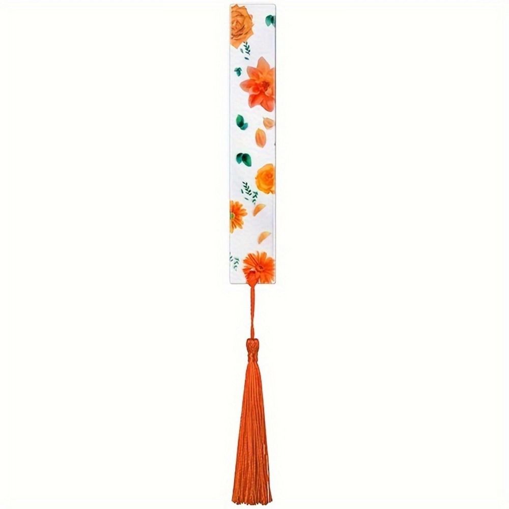 10Pcs/Set Kawaii Transparent Flower Bookmarks With Tassels Stationery Book Page Markers Floral Acrylic Bookmark Student