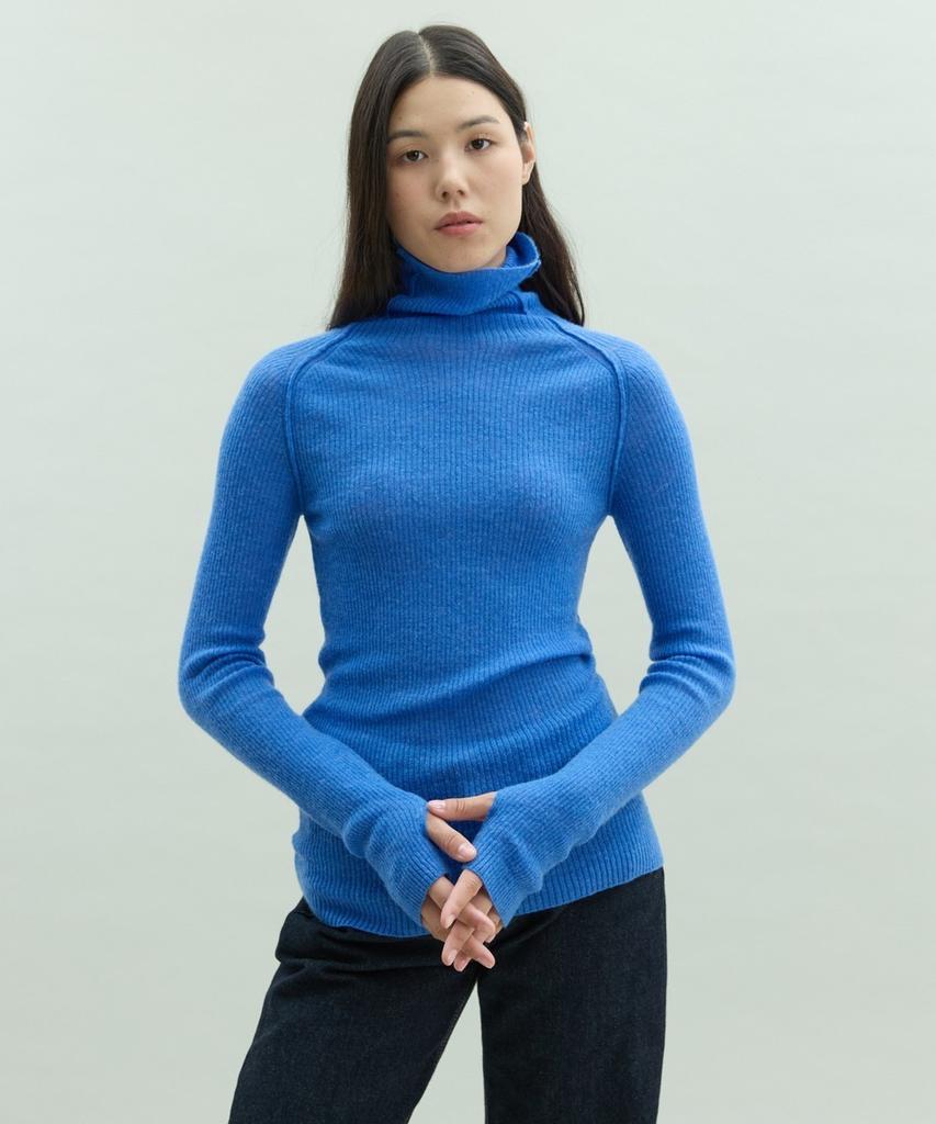 Diito Alpaca Ribbed Turtleneck [Blue]