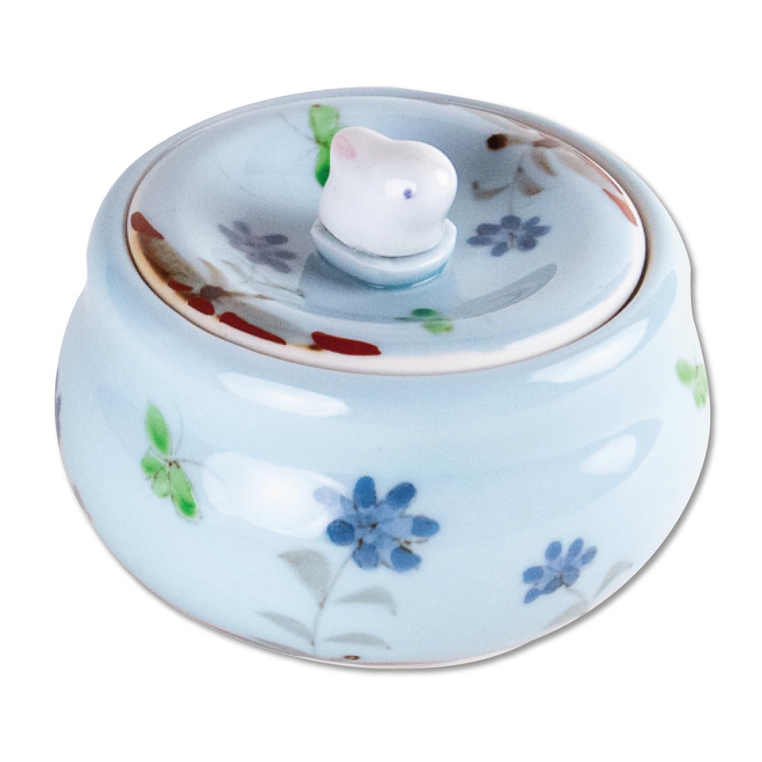 

Lidded Pickle Umeboshi Made in Arita Hasami Colorful Small Flower Rabbit Design Container, Container, Ceramic, Japan, Ware, Ware,