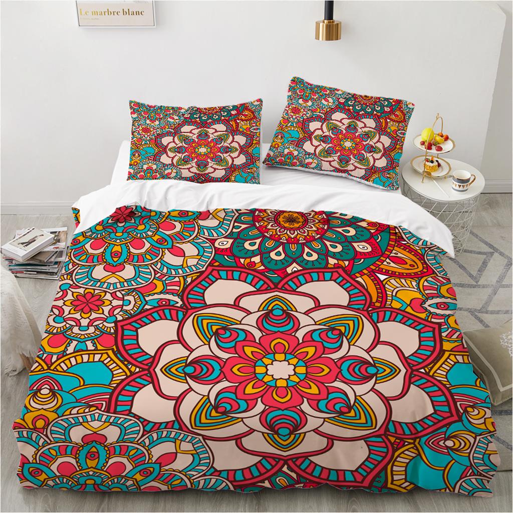 Set de lenjerie de pat colorat Set confortabil Imprimat 3D Set husă de plapumă Față de pernă din fibră ultra-fină 2025 Nou en-gros