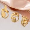 3 Stück/Set Vintage Goldfarben Wassertropfen Ringe für Damen Mode Kreativ Metall Glatt Geometrisch Verstellbarer Offener Ring Zirkon