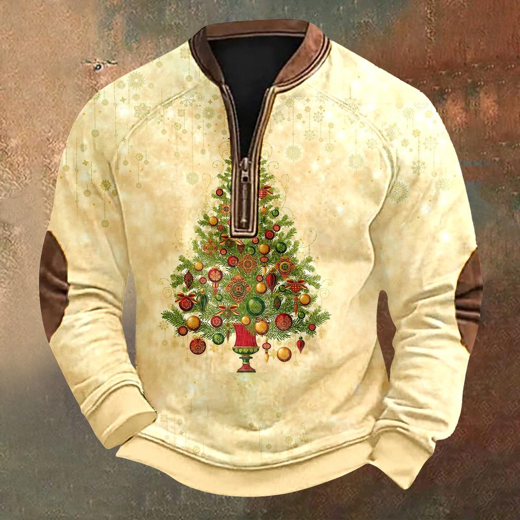 Men's Christmas Retro Casual Zipper Sweatshirt