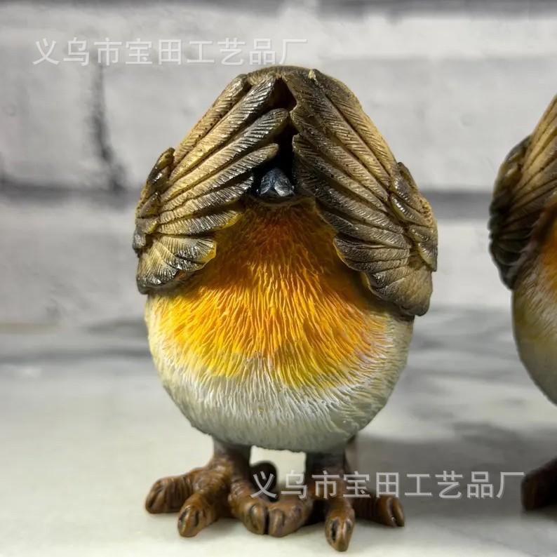 New resin statue ornament, cute and creative decoration, don't listen, don't look, don't say bird desktop decoration ornament