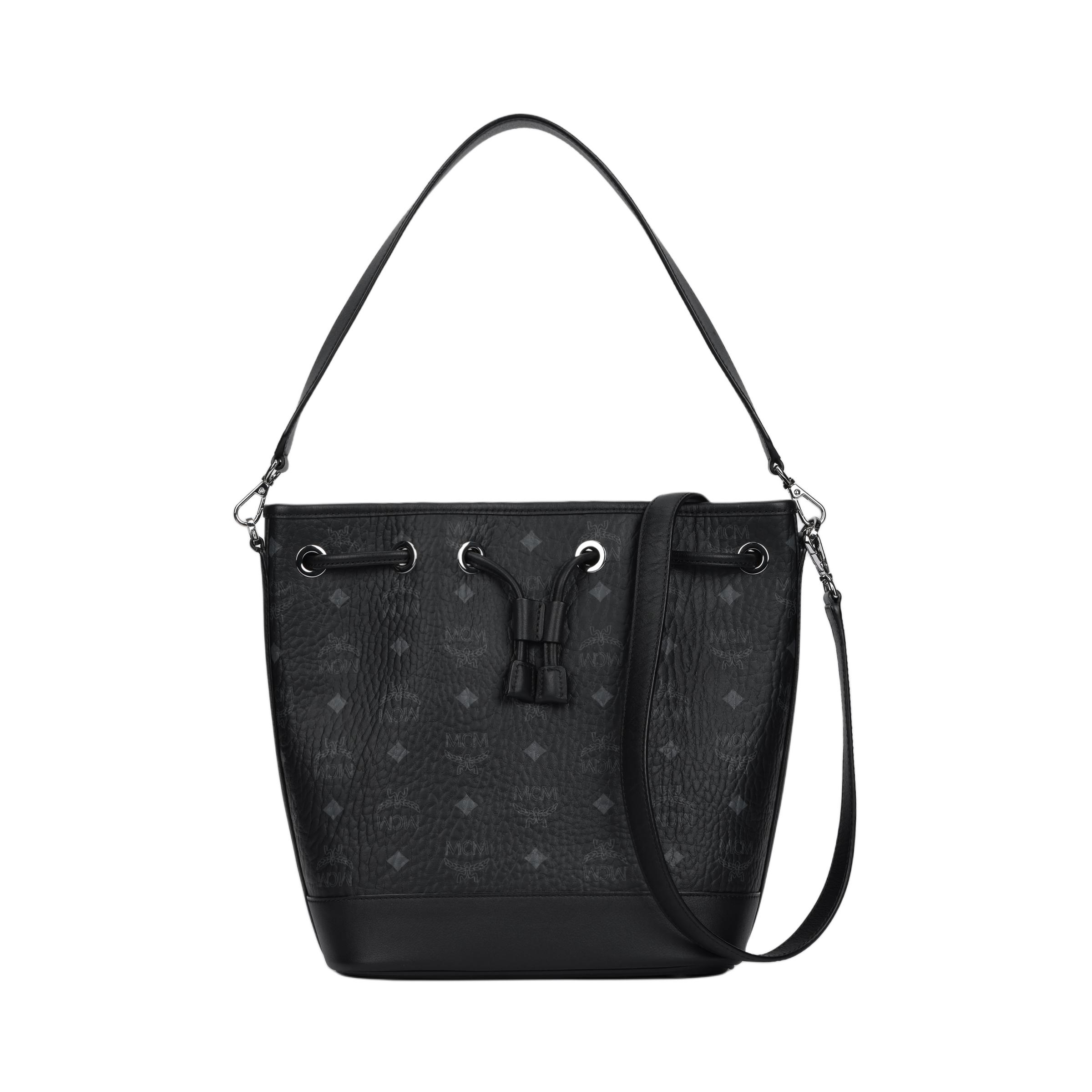 

Новая сумка-ведро MCM из кожи с канвасом Visetos с покрытием, сумка-комбо, сумка через плечо, сумка на плечо среднего размера, женская, черная MWDCSDU02BK001 22.1*13.0*25.9CM