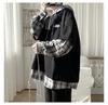 Men's Oversized Trendy Street Style Hoodie – Fake Two-Piece Design, Punk High Street Fashion for Spring and Autumn