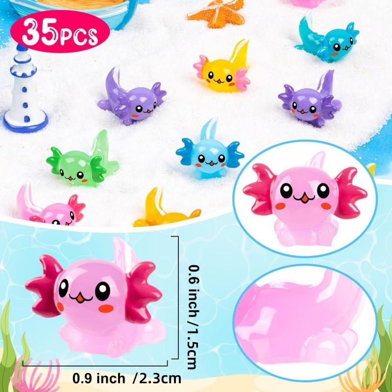 35 PCS Mini Resin Axolotl Figurines Charms Tiny Animal Figures for DIY Craft Fairy Garden Landscape Aquarium Decor