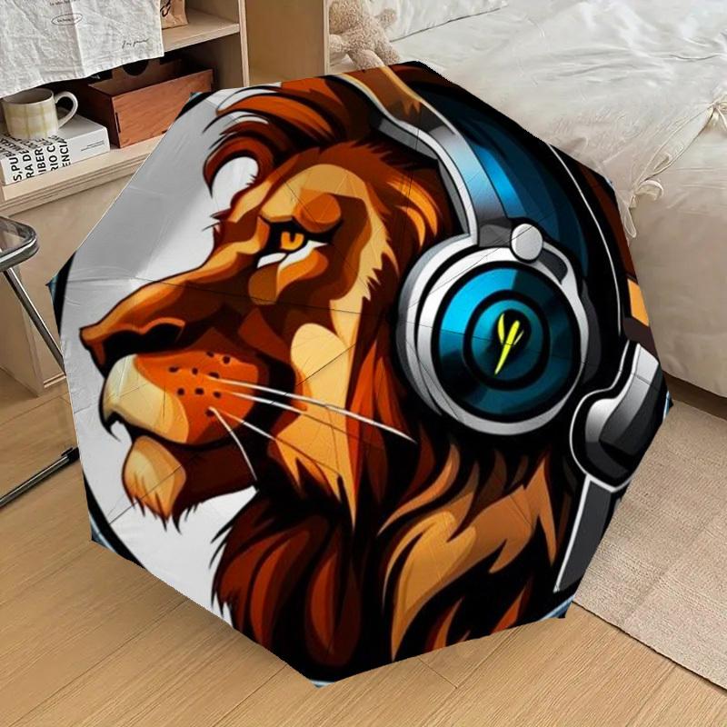 1pc DJ Lion Automatic Folding Umbrella - Compact 8-Rib Design,Perfect Gift for Friends & Family Yy250926018
