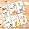 6 Cards+6 Envelopes Birthday Greeting Cards English Blessings Small Cards Party Decoration Cards with Envelopes