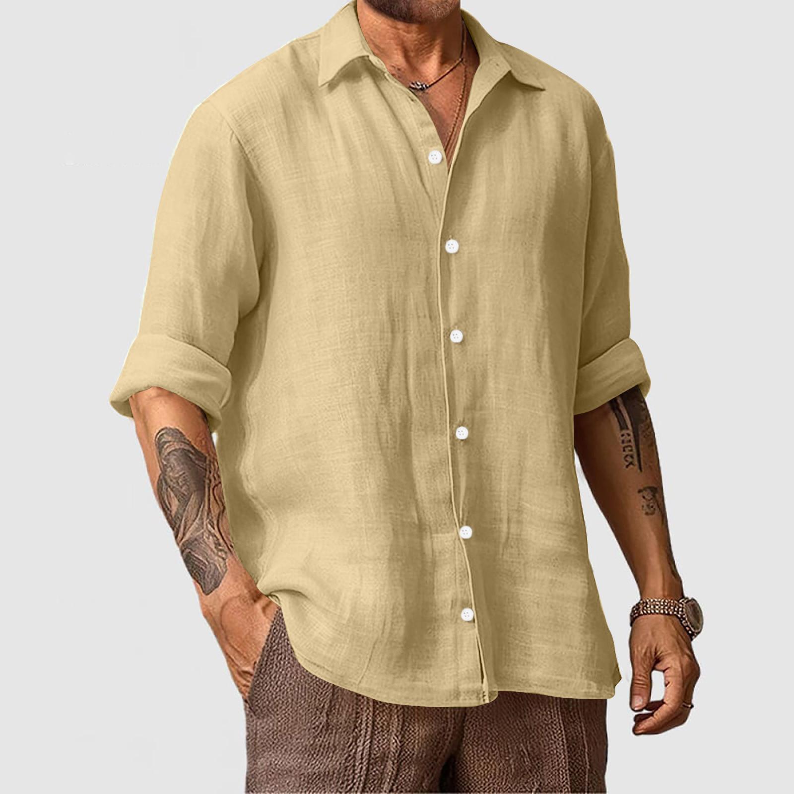 

Мужская летняя новая свободная рубашка с длинным рукавом с принтом, кардиган, пляжная рубашка M бежевый