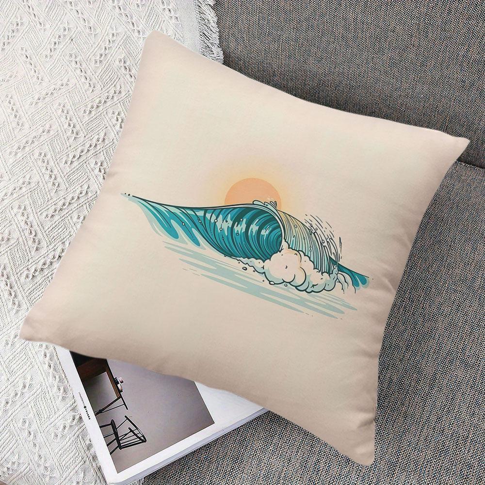 Sunset Wave Square Jacquard Pillow Cover for Sofa Office Waist Cushion Cover Home Decorative Pillowcase