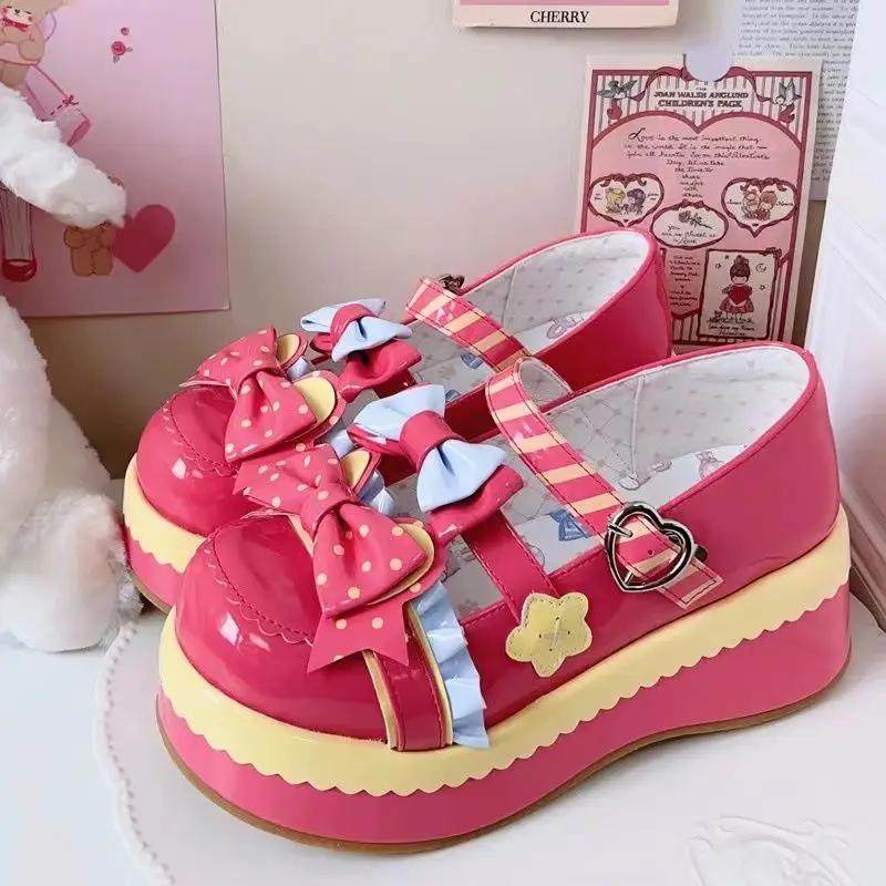 Fashion Lovely Girls Lolita Shoes Monk Straps High Heels Flat Platform Sweet Mary Jane Shoes