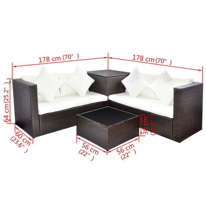 Salon de jardin - vidaXL - 4 pcs - Résine tressée - Marron - Imperméable et résistant aux intempéries