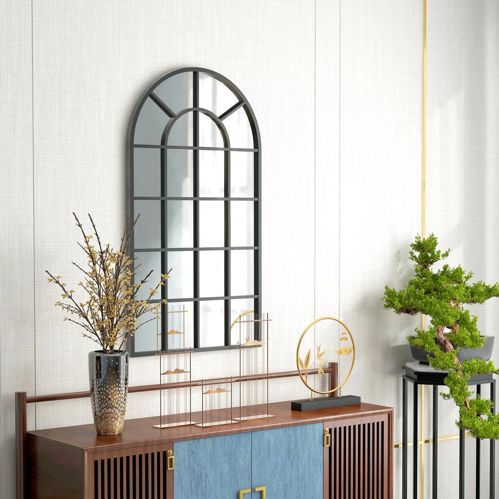 110 X 65 Cm Arched Decorative Wall Mirror for Bedroom Living Room, Modern Window Bathroom Mirror for Home Decor