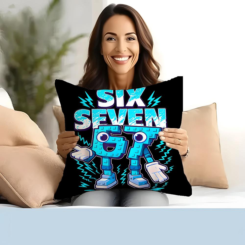 1 Piece Of Trendy And Cool Number 67 Robot Pillowcase (Pillow Insert Not Included), Street Style Creative Print Cushion, Suitabl