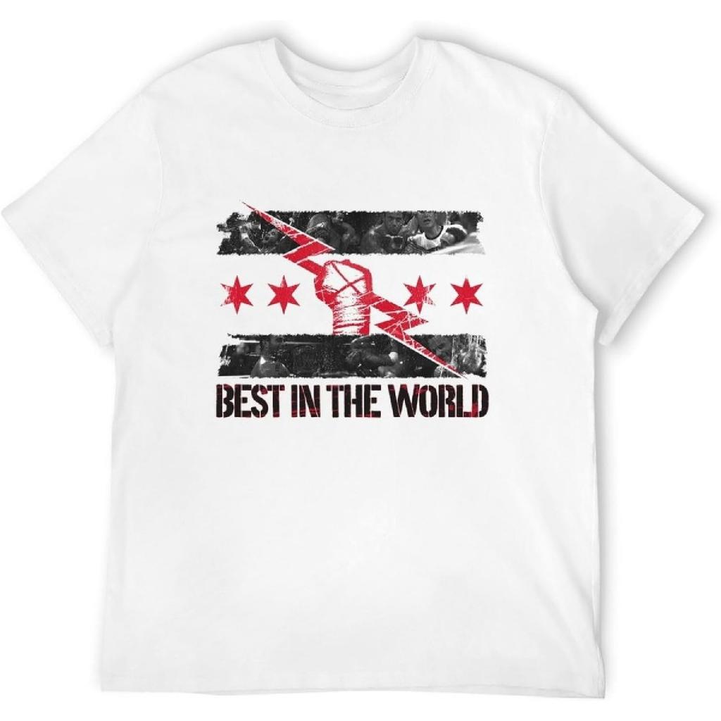 PizzaFaners Cm Punk Il Migliore del Mondo Wrestling Maglietta da Uomo Grafica Bianca Nera Maglietta