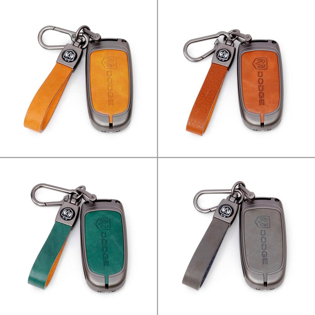 Θήκη Κλειδιού Dodge: Μεταλλικό Προστατευτικό Κέλυφος & Τσάντα από Γνήσιο Δέρμα για Journey, Caliber, Avenger