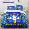 Brasilien Nationalmannschaft Muster Bettwäsche, Steppbett Set Bettbezug Kissenbezug Haus Geburtstag Geschenk(1 Bettbezug + 2 Kissenbezüge, ohne Füllung)