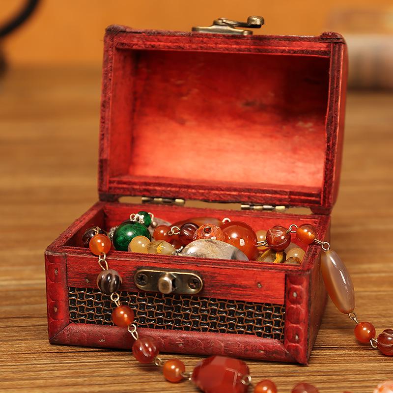 Antique Wooden Jewelry Storage Box - Retro-Style Wedding or Gift Box