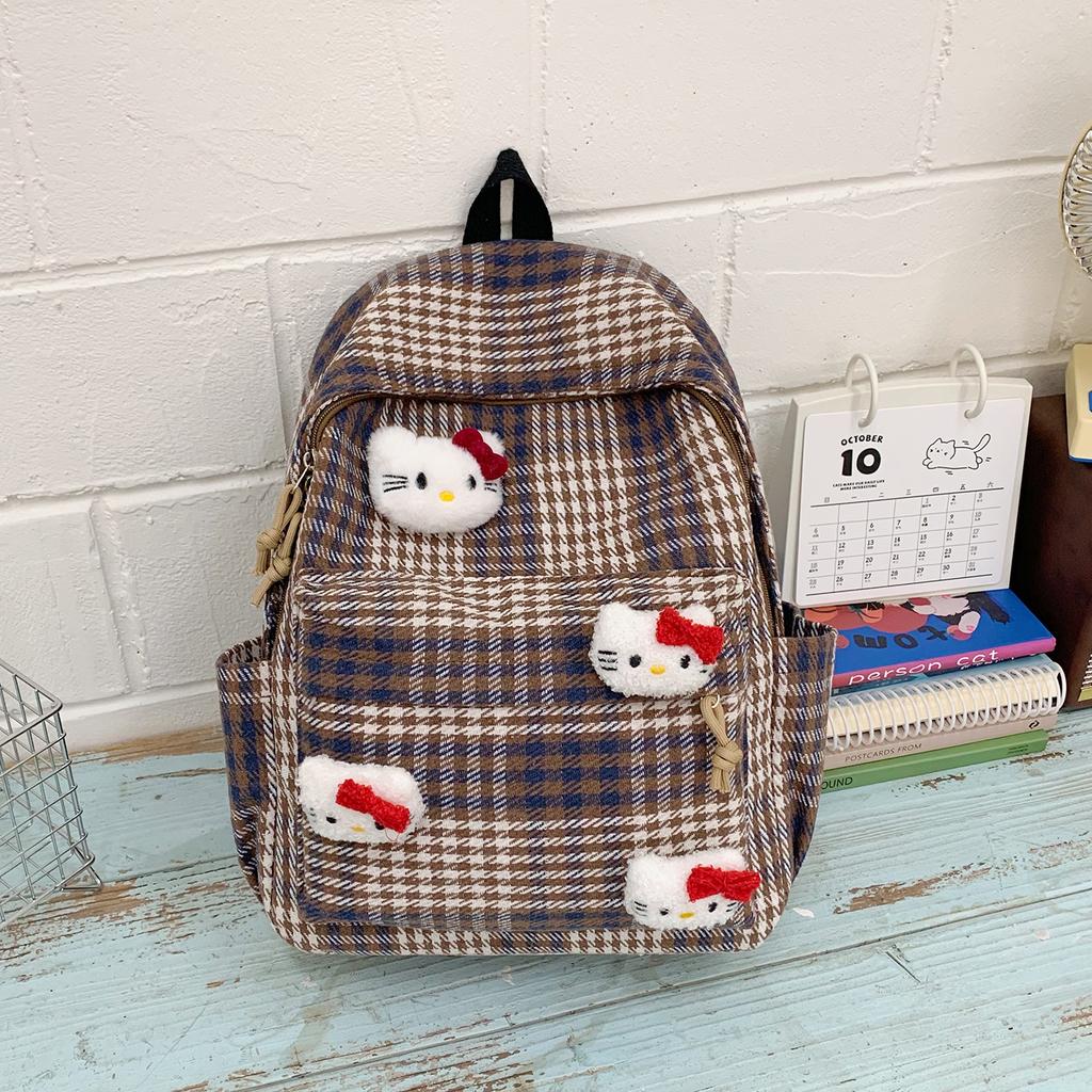 Schultasche Japanischer Stil Herbst und Winter Retro Karomuster Schultasche weiblich, Koreanische Version High-School-Schüler Mittelstufen-Schüler Rucksack
