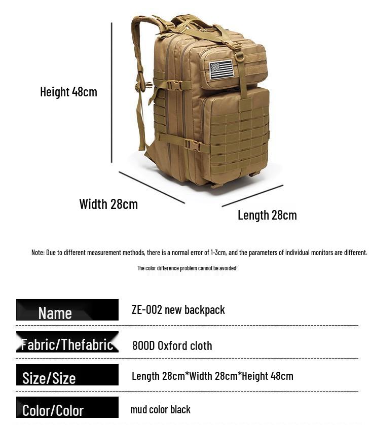 Zaino Tattico Mimetico Impermeabile di Grande Capacità da Uomo per Viaggi all'Aperto e Alpinismo