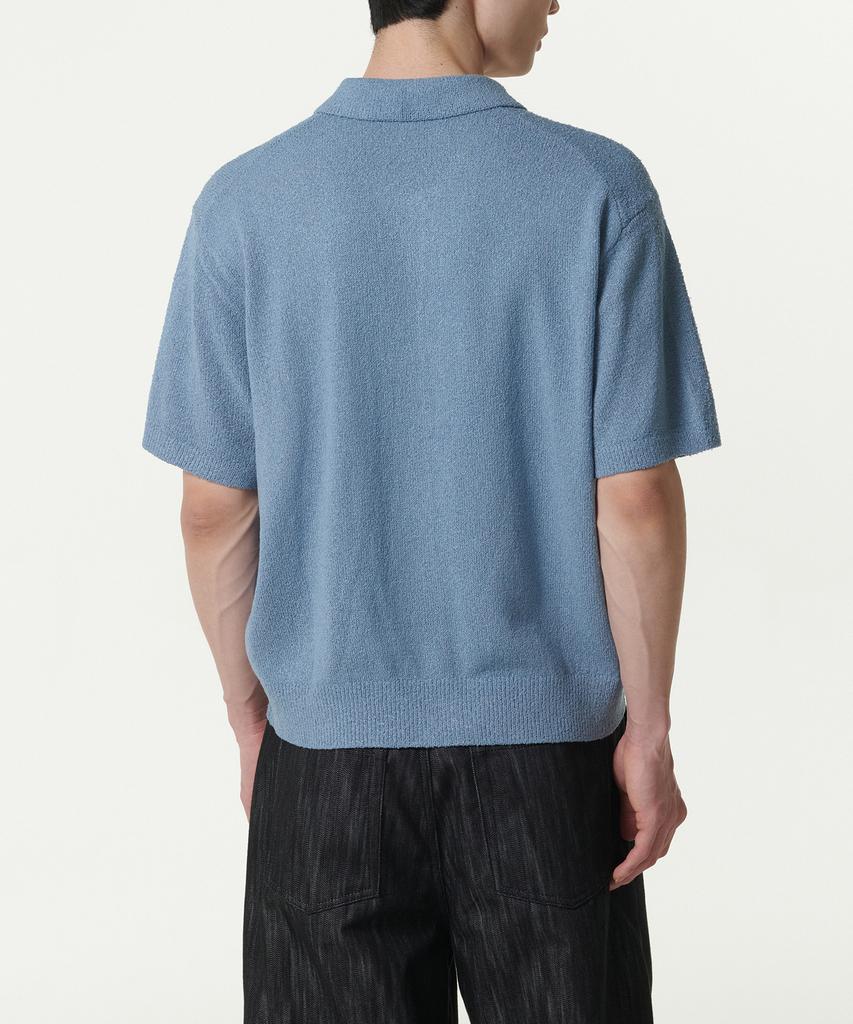 Musinsa Standard Boucle Collared Short Sleeve Cardigan [Blue Gray]