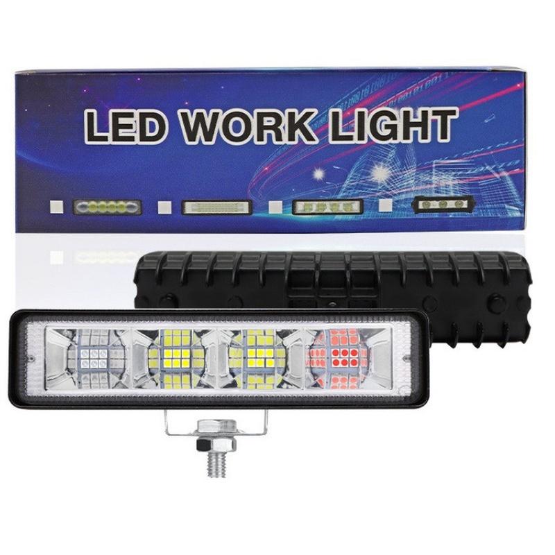 12V LED Work Light Single Row 4 Hole White Red Blue Strobe Auxiliary Light Super Bright Car LED Work Light LED Light Aluminum