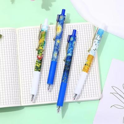 4Pcs/Box 0.5mm Press Gel Pen Black Ink ST Rollerball Pen Trendy Press Pen  Exam