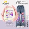 K-Pop Demon Hunters Hoodie & Fleece-Lined Jeans Set for Girls - Trendy Autumn/Winter Wear for Kids