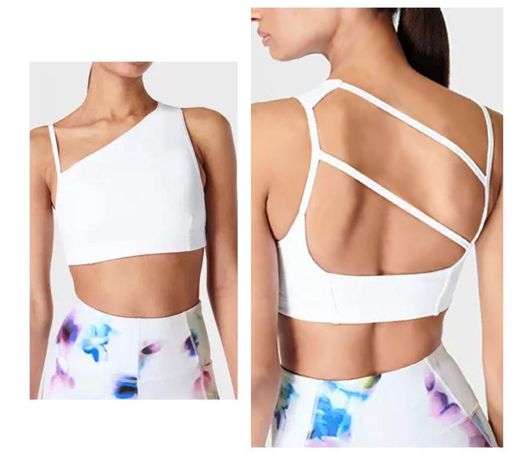 Women's Sleeveless Asymmetrical Yoga Top with Chest Pad – High-End Design for Sports, Fitness, and Running