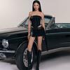 Sexy Style Retro Denim Metal Decoration Silm Tube Top Vest Female Autumn + Personality Bandage Miniskirt Suit Tide