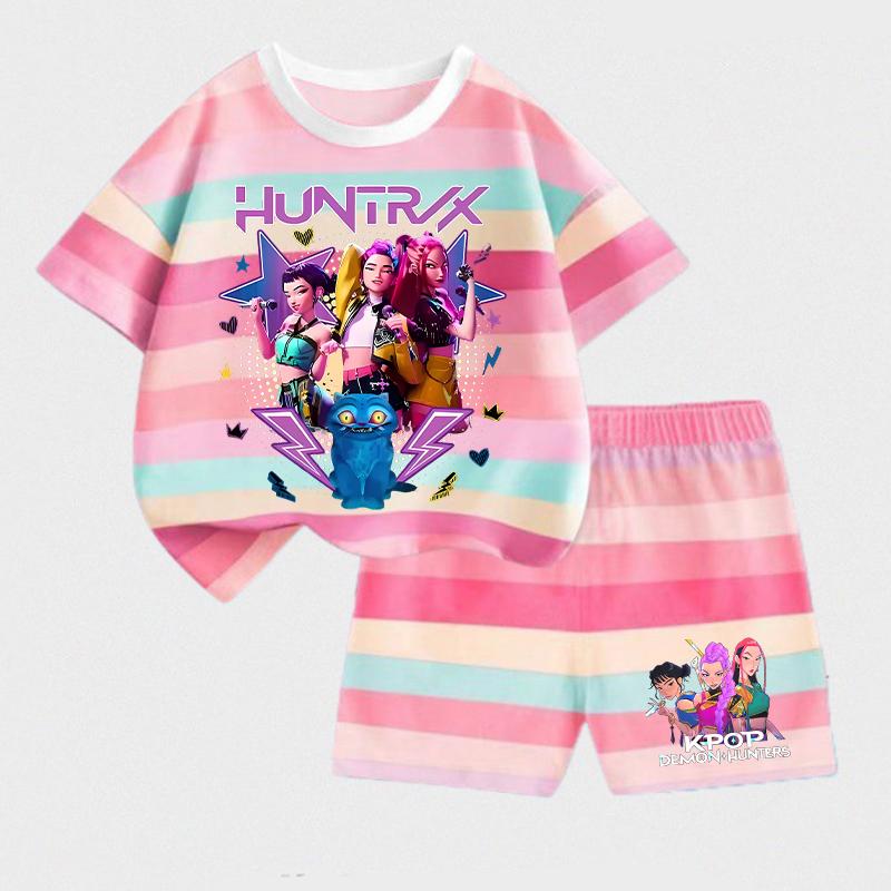 KPop Vânători de Demoni Copii Set Mânecă Scurtă Pantaloni Scurți Modă Vară Haine Copil Băiat Bebeluş Bumbac Tricou Pantaloni Ținute Fată Treninguri