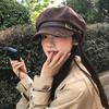 British Style Pu Leather Beret Brown Painter Hat Fashion Suede Octagonal Hat  Streetwear